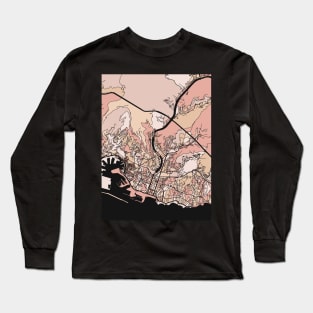 Genoa Map Pattern in Soft Pink Pastels Long Sleeve T-Shirt